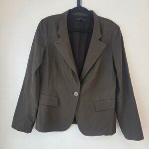 Lafayette 148 Virgin Wool Blazer Jacket Brown Green Career Office Women's 12